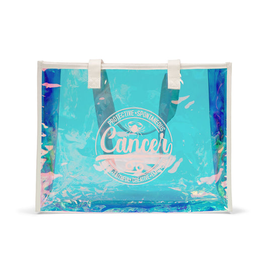 Cancer Zodiac Holographic Beach Tote Bag Birthday Astrology Gifts