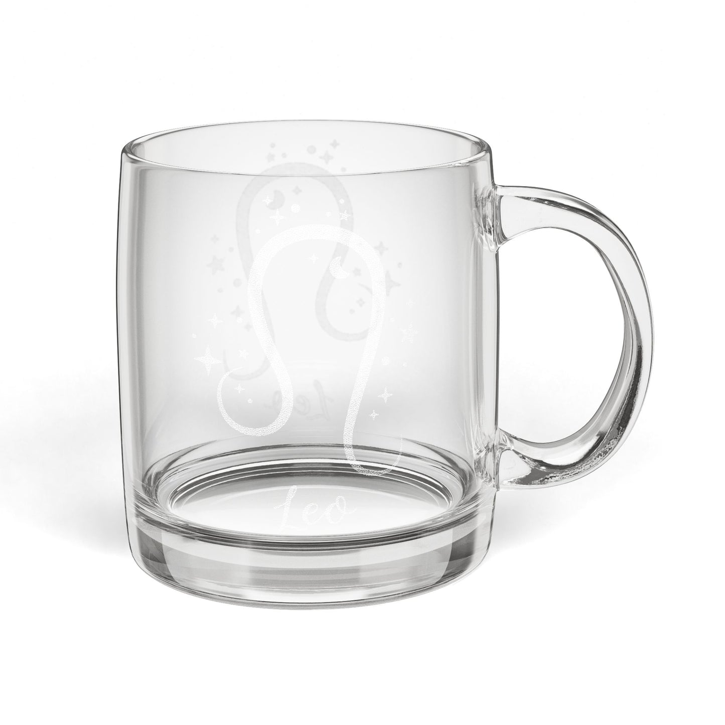 LEO Zodiac Engraved Glass Coffee Mug - Perfect for Astrology Lovers, Birthdays, Gifts, Home Decor, and Special Occasions