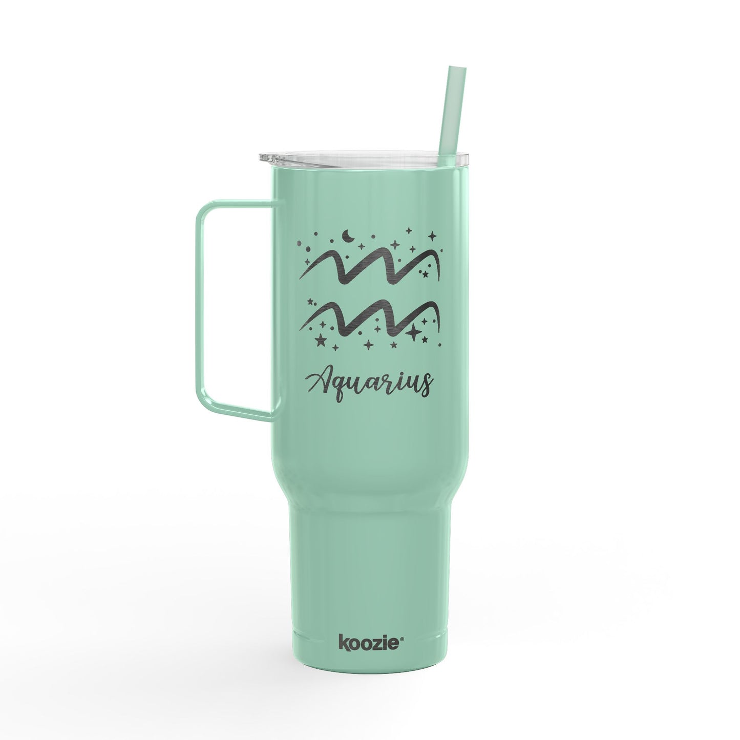 AQUARIUS Zodiac Engraved Tumbler 40oz Insulated Travel Mug with Lid & Straw Multiple Colors