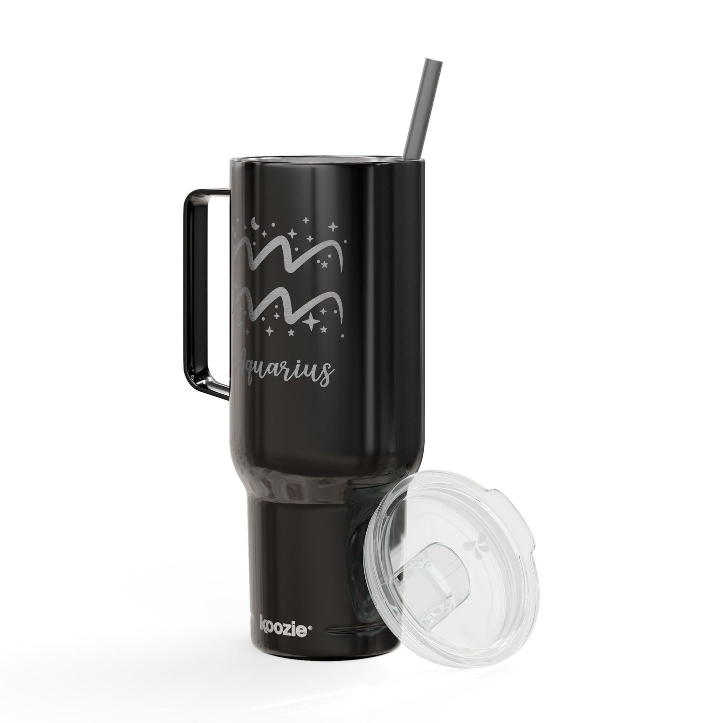 AQUARIUS Zodiac Engraved Tumbler 40oz Insulated Travel Mug with Lid & Straw Multiple Colors
