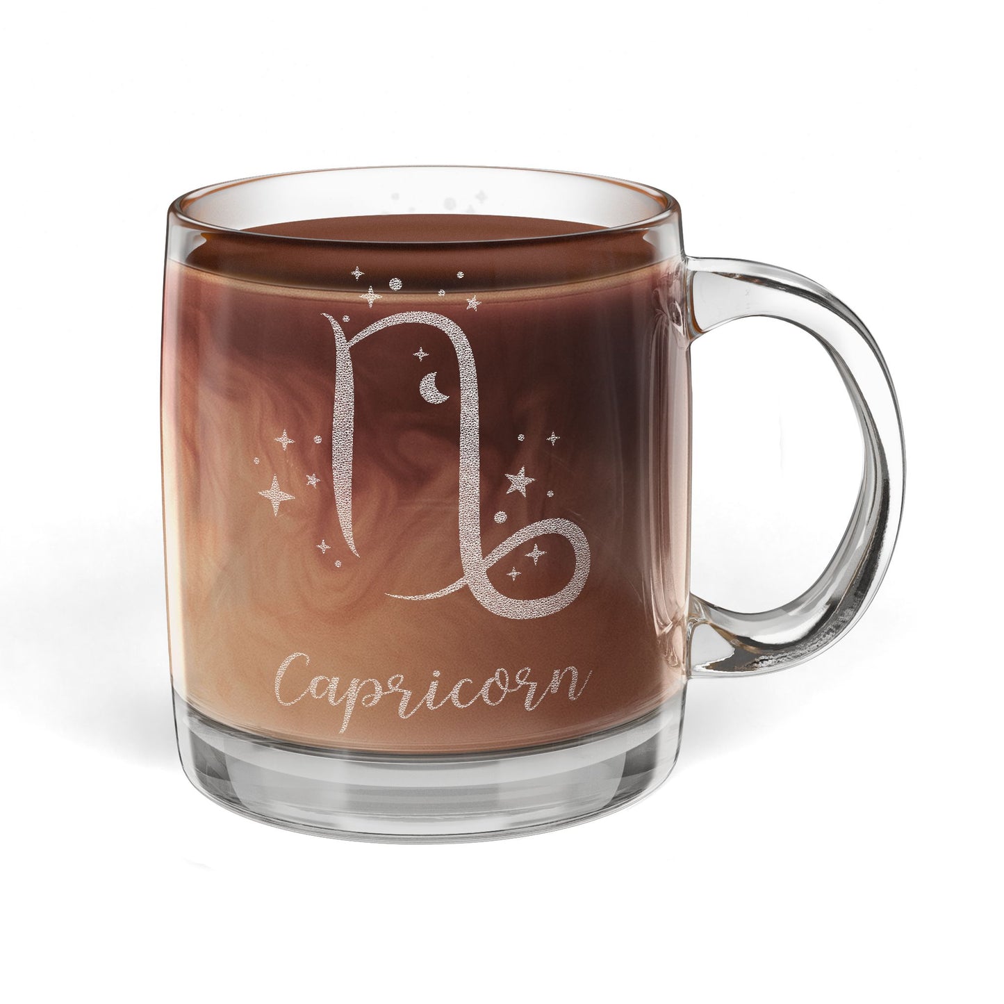 Capricorn Zodiac Engraved Glass Coffee Mug - Perfect for Astrology Lovers, Birthdays, Gifts, Home Decor, and Special Occasions