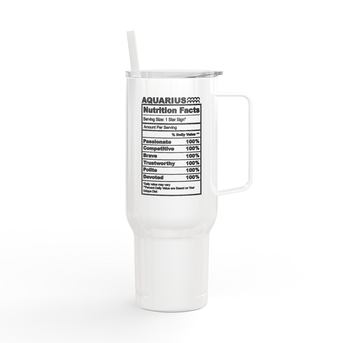 AQUARIUS Zodiac Engraved Tumbler 40oz Insulated Travel Mug with Lid & Straw Multiple Colors
