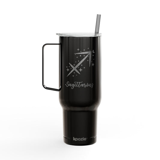 Sagittarius Zodiac Engraved Tumbler Personalized 40oz Insulated Travel Mug with Lid & Straw Multiple Colors Astrology Gift