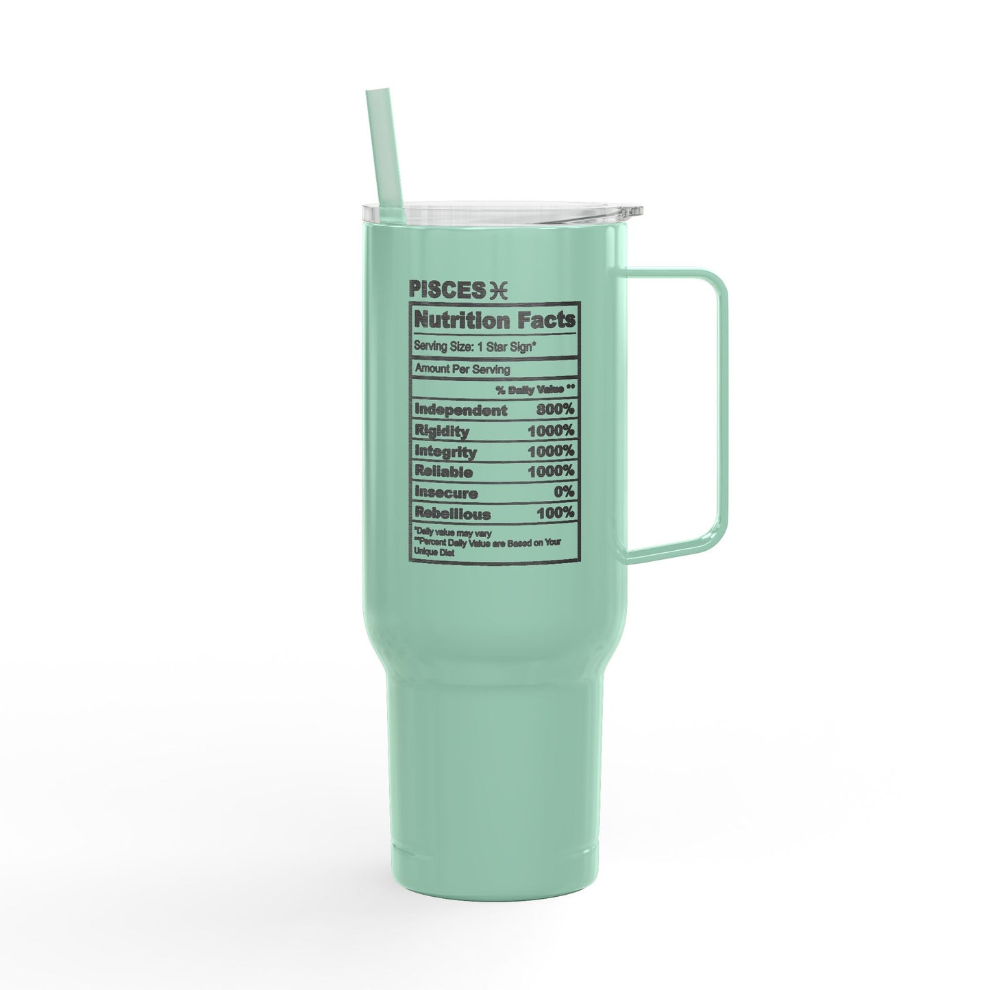 PISCES Zodiac Engraved Tumbler 40oz Insulated Travel Mug with Lid & Straw Multiple Colors