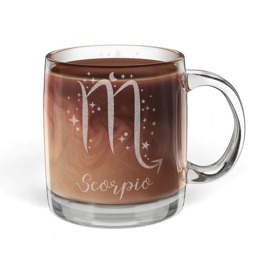 Scorpio Zodiac Engraved Glass Coffee Mug - Perfect for Astrology Lovers, Birthdays, Gifts, Home Decor, and Special Occasions