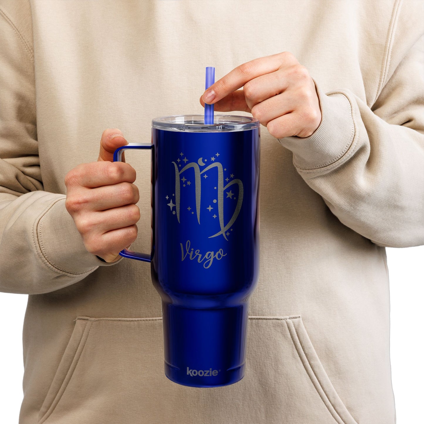 VIRGO Zodiac Engraved Tumbler Personalized 40oz Insulated Travel Mug with Lid & Straw Multiple Colors Astrology Gift