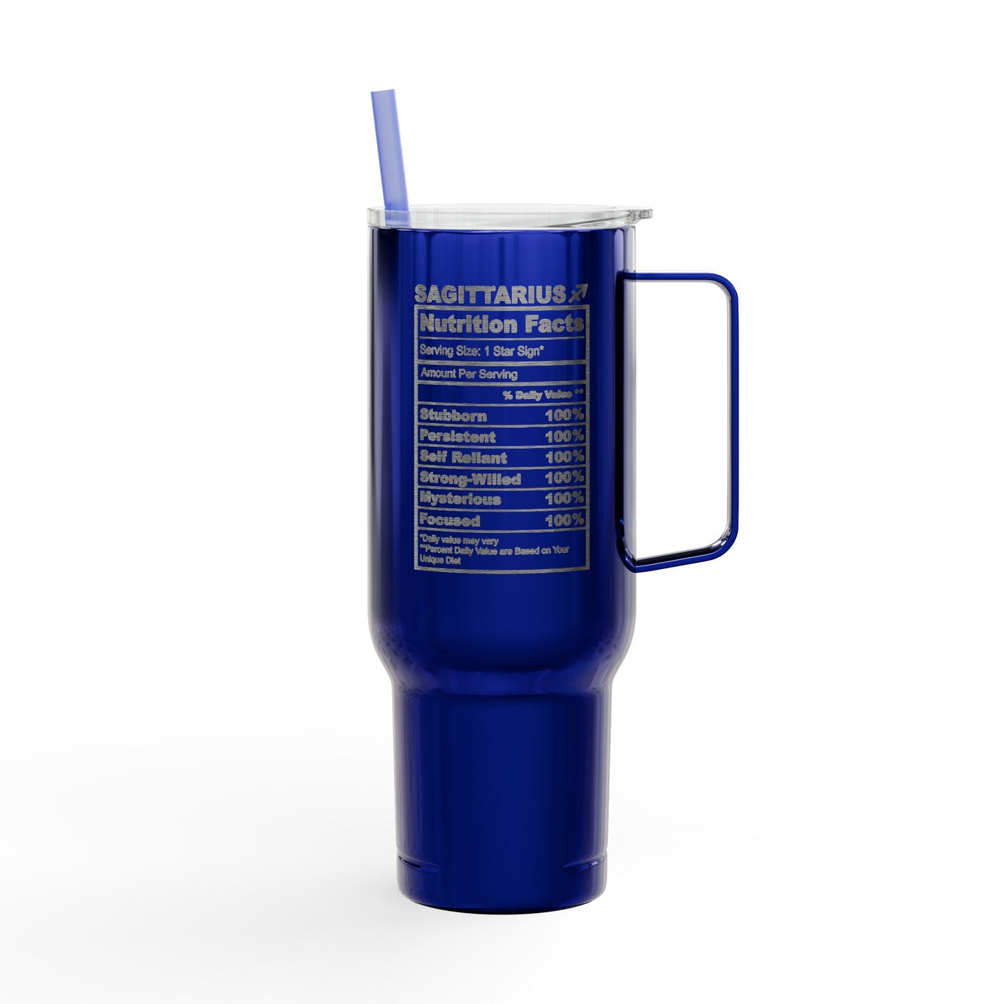 Sagittarius Zodiac Engraved Tumbler Personalized 40oz Insulated Travel Mug with Lid & Straw Multiple Colors Astrology Gift