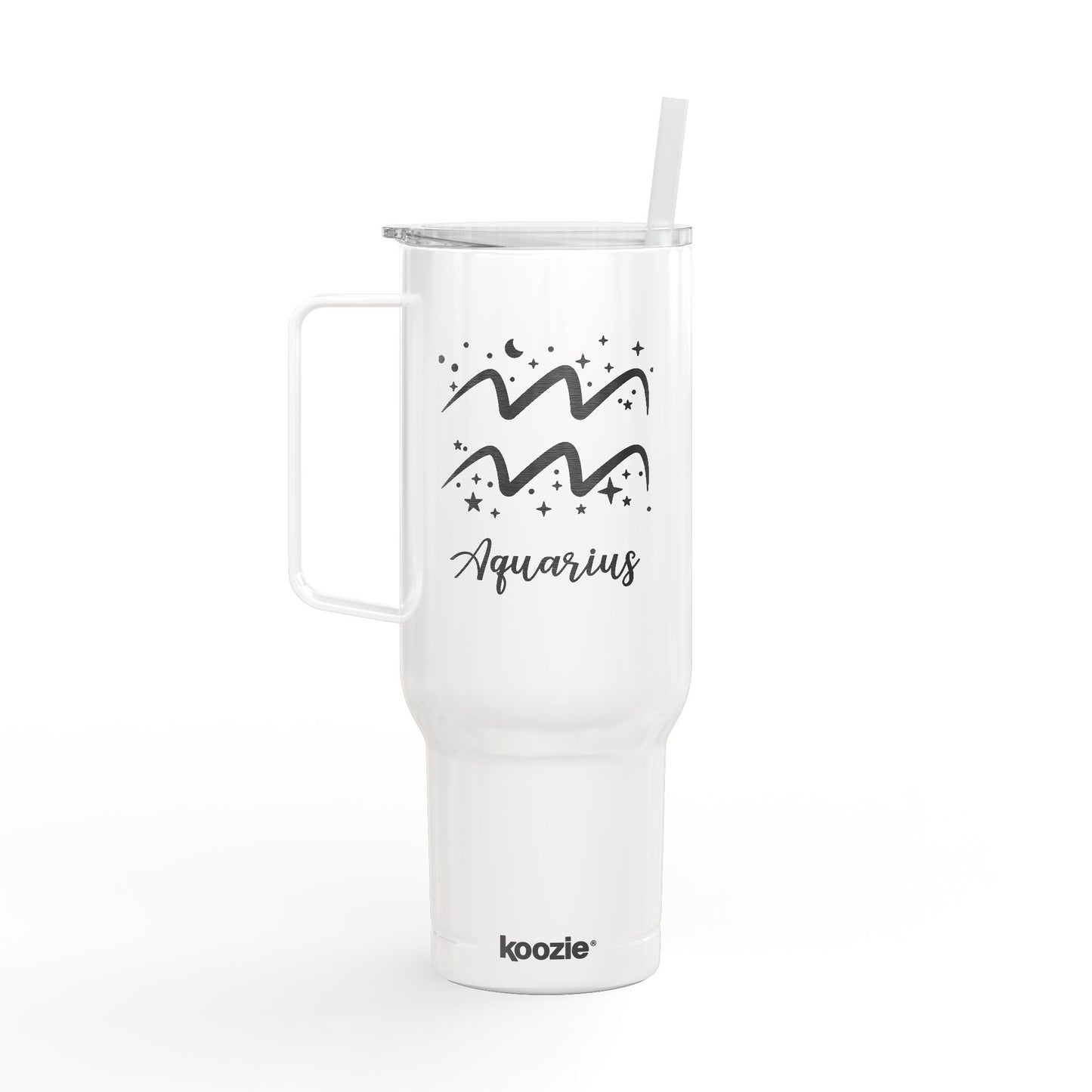 AQUARIUS Zodiac Engraved Tumbler 40oz Insulated Travel Mug with Lid & Straw Multiple Colors
