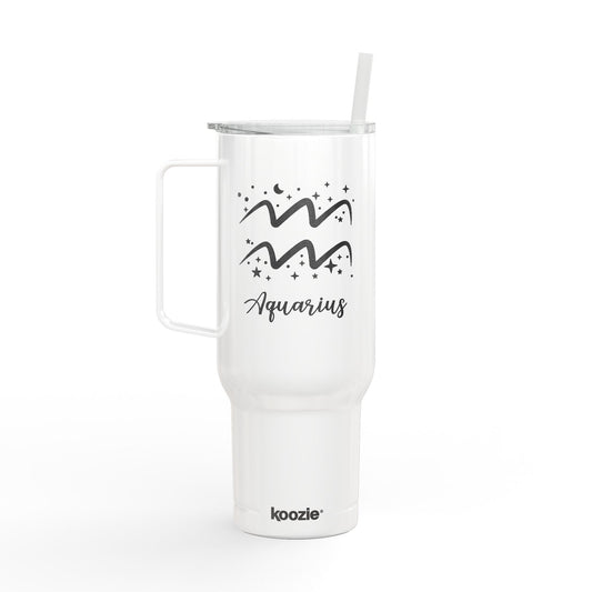 AQUARIUS Zodiac Engraved Tumbler 40oz Insulated Travel Mug with Lid & Straw Multiple Colors