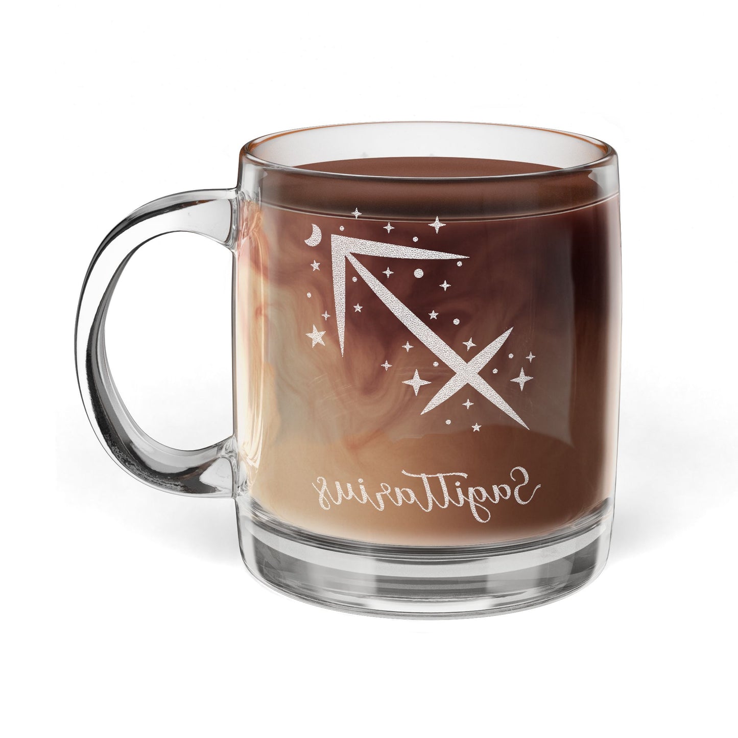 SAGITTARIUS Zodiac Engraved Glass Coffee Mug - Perfect for Astrology Lovers, Birthdays, Gifts, Home Decor, and Special Occasions