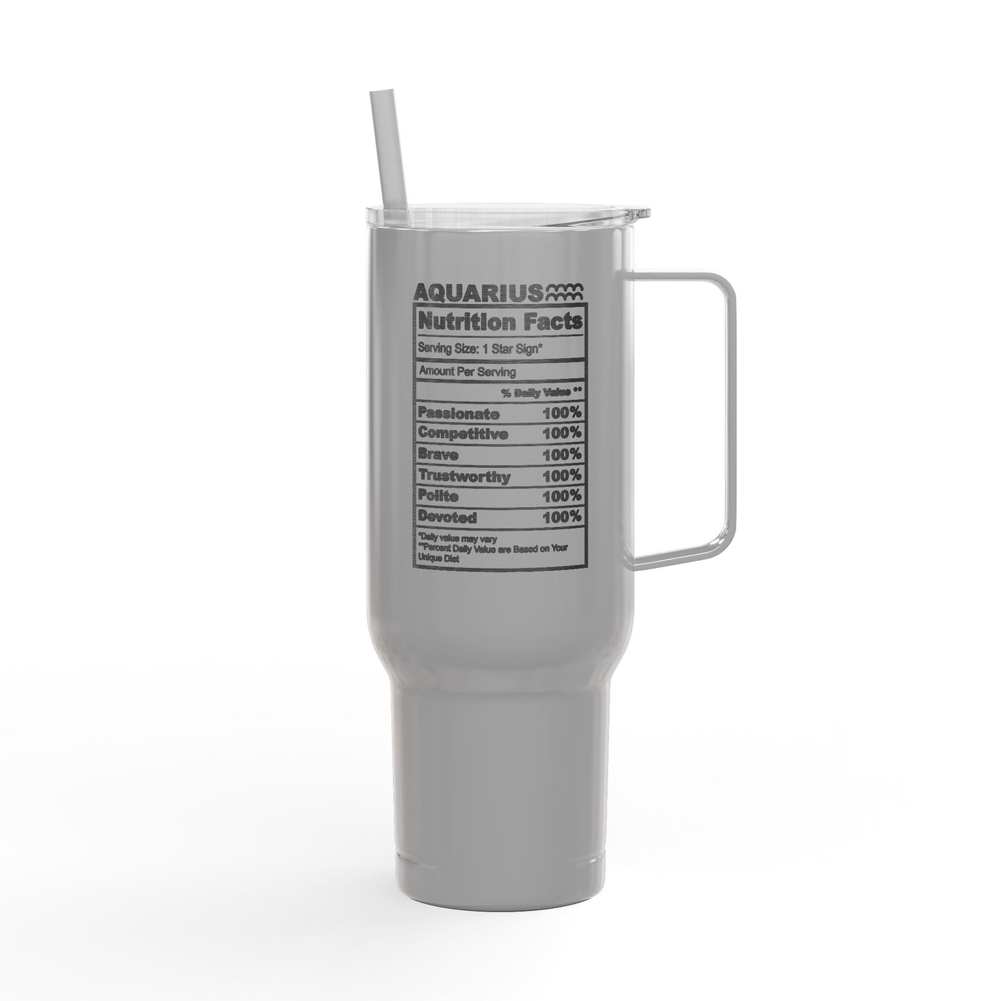 AQUARIUS Zodiac Engraved Tumbler 40oz Insulated Travel Mug with Lid & Straw Multiple Colors