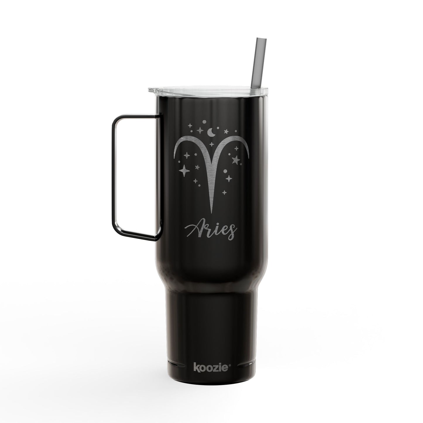 Aries Zodiac 40 oz Engraved Tumbler Insulated Coffee Beverage Travel Mug with Lid & Straw Multiple Colors