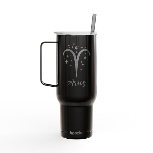 Aries Zodiac 40 oz Engraved Tumbler Insulated Coffee Beverage Travel Mug with Lid & Straw Multiple Colors