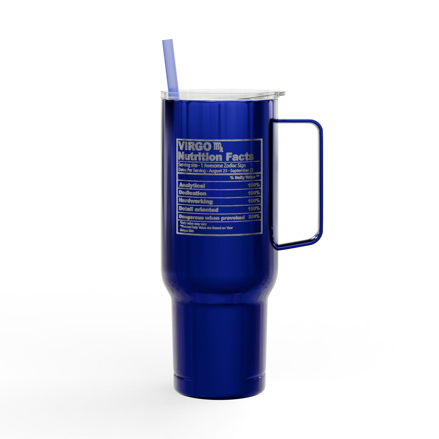 VIRGO Zodiac Engraved Tumbler Personalized 40oz Insulated Travel Mug with Lid & Straw Multiple Colors Astrology Gift