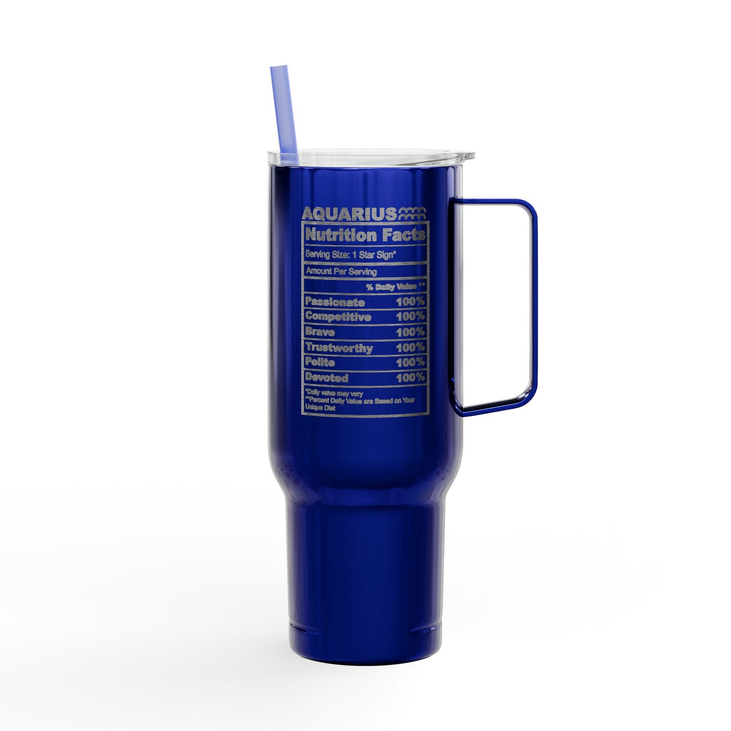 AQUARIUS Zodiac Engraved Tumbler 40oz Insulated Travel Mug with Lid & Straw Multiple Colors
