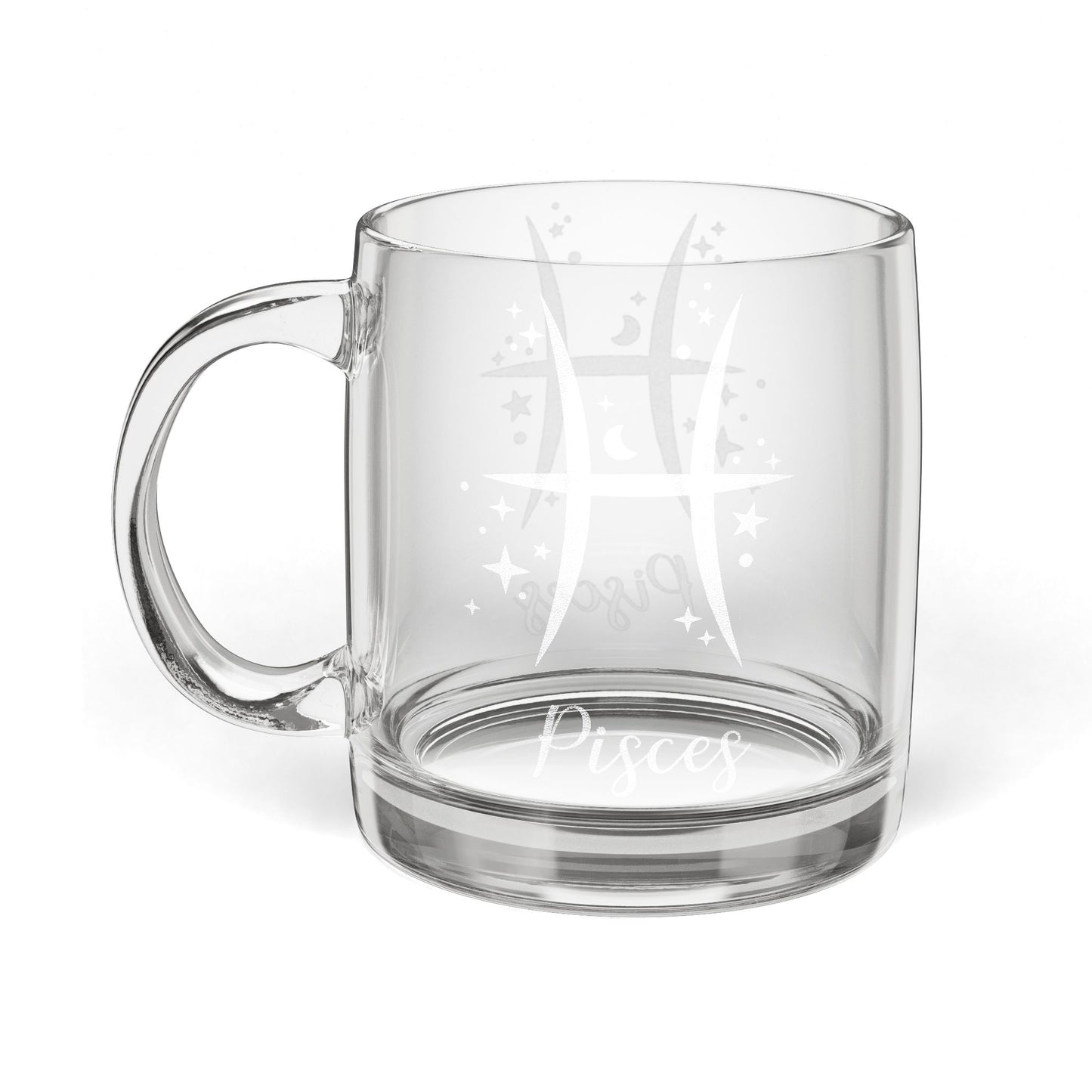 Pisces Zodiac Engraved Glass Coffee Mug - Perfect for Astrology Lovers, Birthdays, Gifts, Home Decor, and Special Occasions