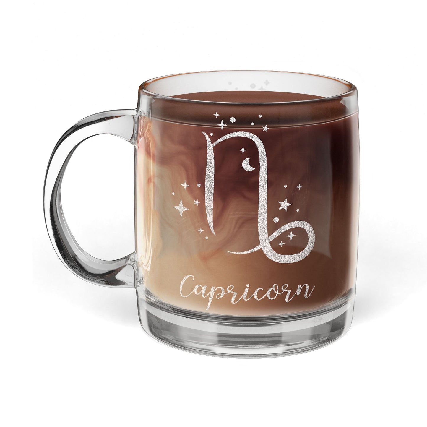 Capricorn Zodiac Engraved Glass Coffee Mug - Perfect for Astrology Lovers, Birthdays, Gifts, Home Decor, and Special Occasions