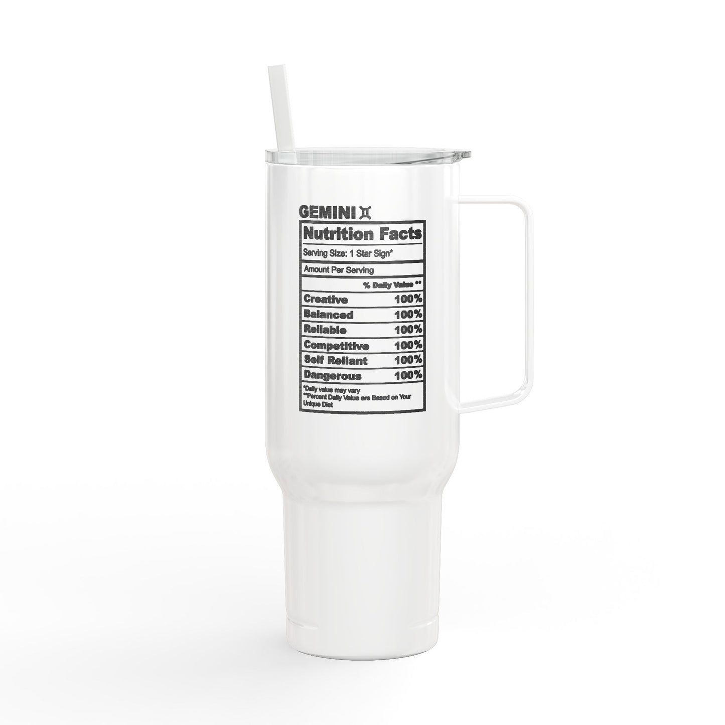 GEMINI Zodiac Engraved Tumbler 40oz Insulated Travel Mug with Lid & Straw Multiple Colors