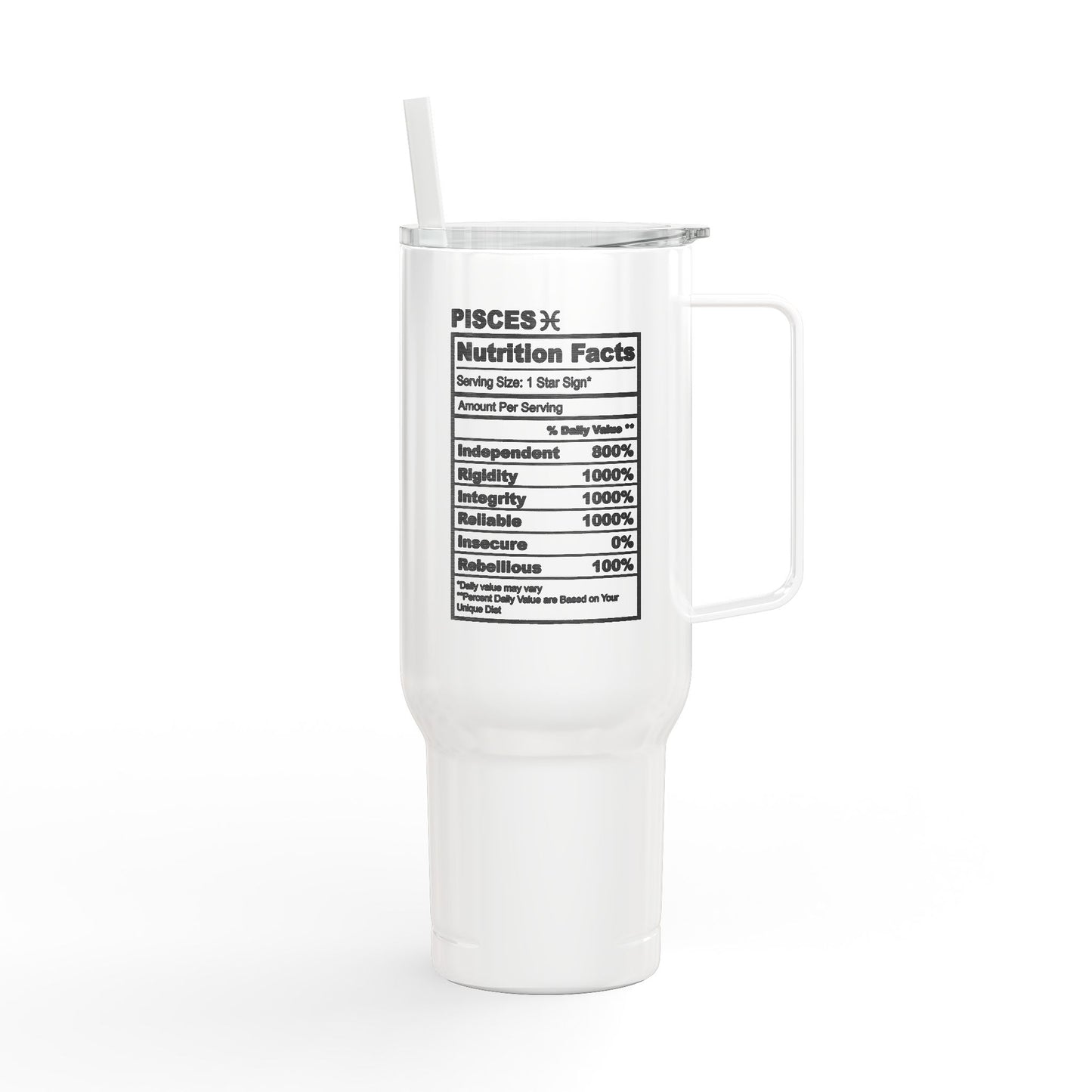 PISCES Zodiac Engraved Tumbler 40oz Insulated Travel Mug with Lid & Straw Multiple Colors