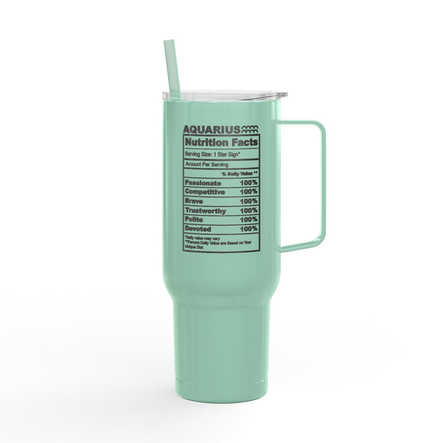 AQUARIUS Zodiac Engraved Tumbler 40oz Insulated Travel Mug with Lid & Straw Multiple Colors