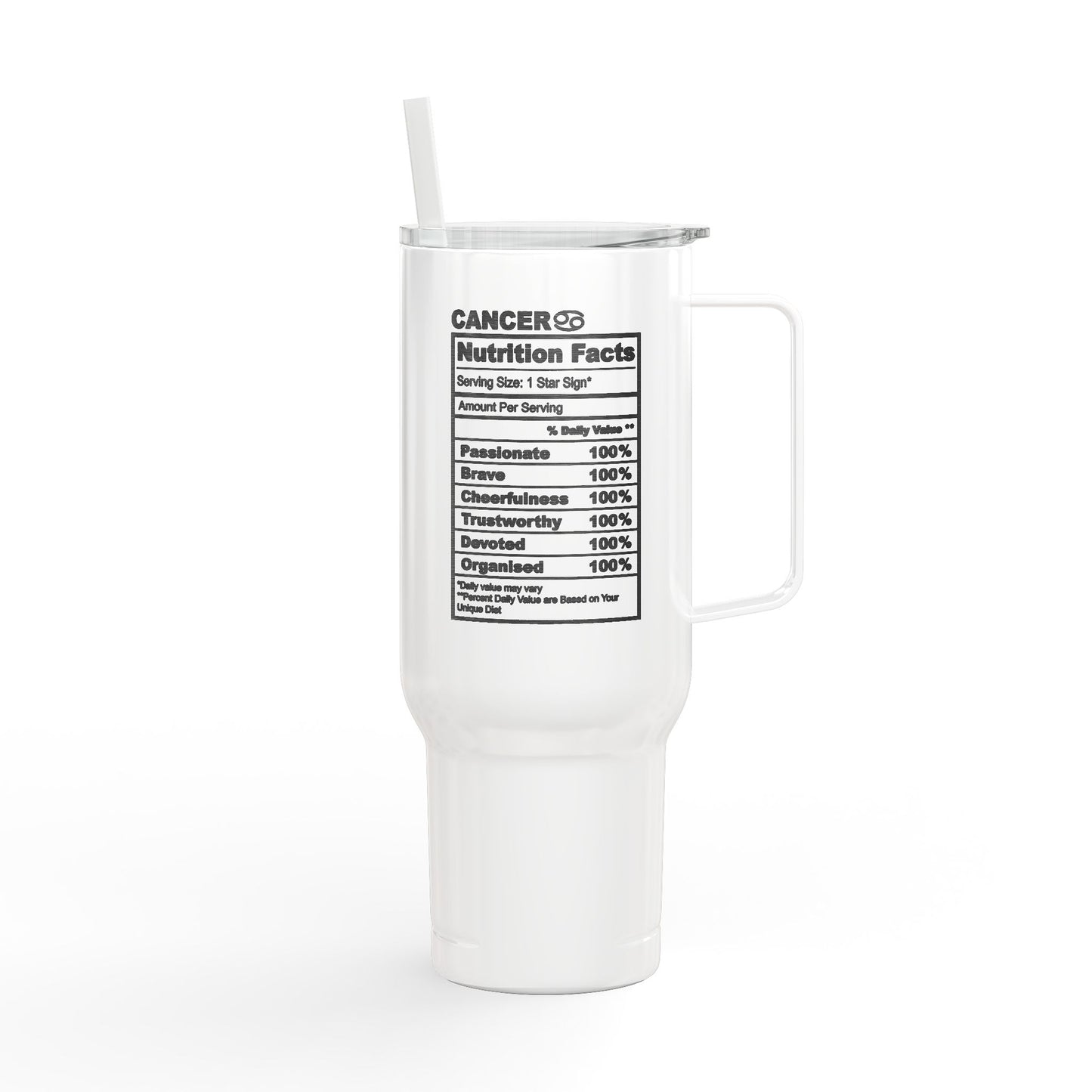 CANCER Zodiac Engraved Tumbler 40oz Insulated Travel Mug with Lid & Straw Multiple Colors
