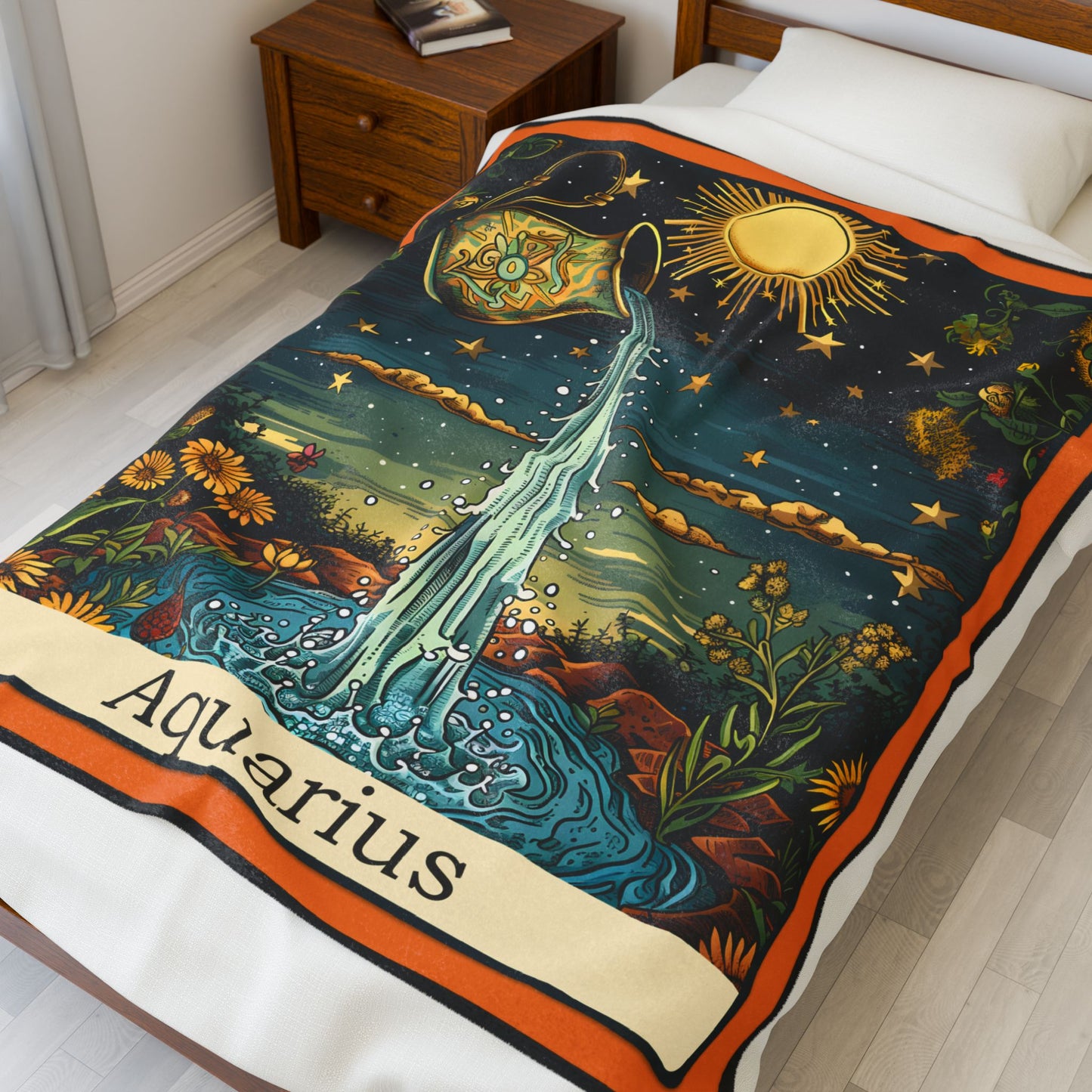 AQUARIUS Zodiac Plush Blanket – Soft Astrology Throw | The Astral Priestess