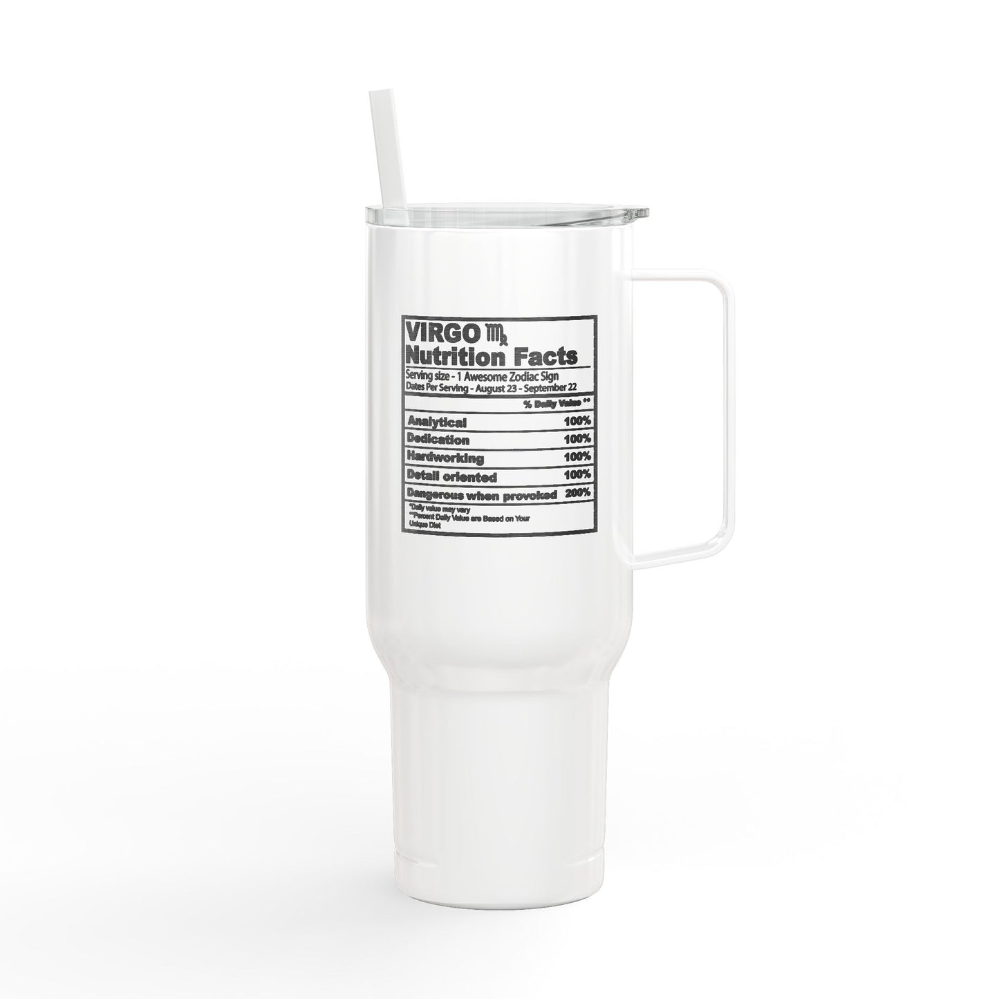 VIRGO Zodiac Engraved Tumbler Personalized 40oz Insulated Travel Mug with Lid & Straw Multiple Colors Astrology Gift