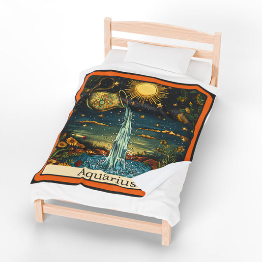 AQUARIUS Zodiac Plush Blanket – Soft Astrology Throw | The Astral Priestess