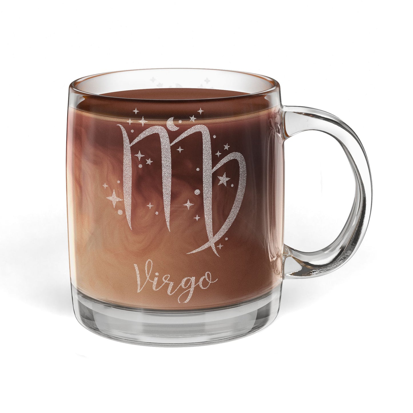 VIRGO Zodiac Engraved Glass Coffee Mug - Perfect for Astrology Lovers, Birthdays, Gifts, Home Decor, and Special Occasions