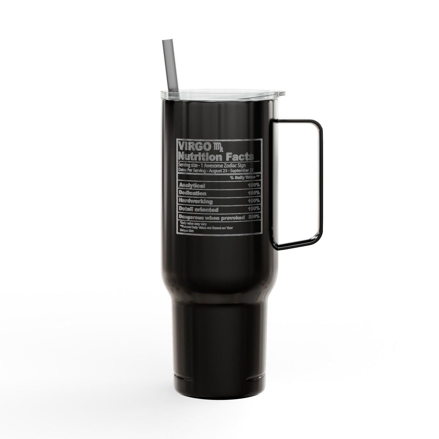 VIRGO Zodiac Engraved Tumbler Personalized 40oz Insulated Travel Mug with Lid & Straw Multiple Colors Astrology Gift